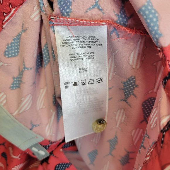 Columbia Pfg Men's Large Button Front Shirt Red Budweiser Fish Print - Picture 8 of 8